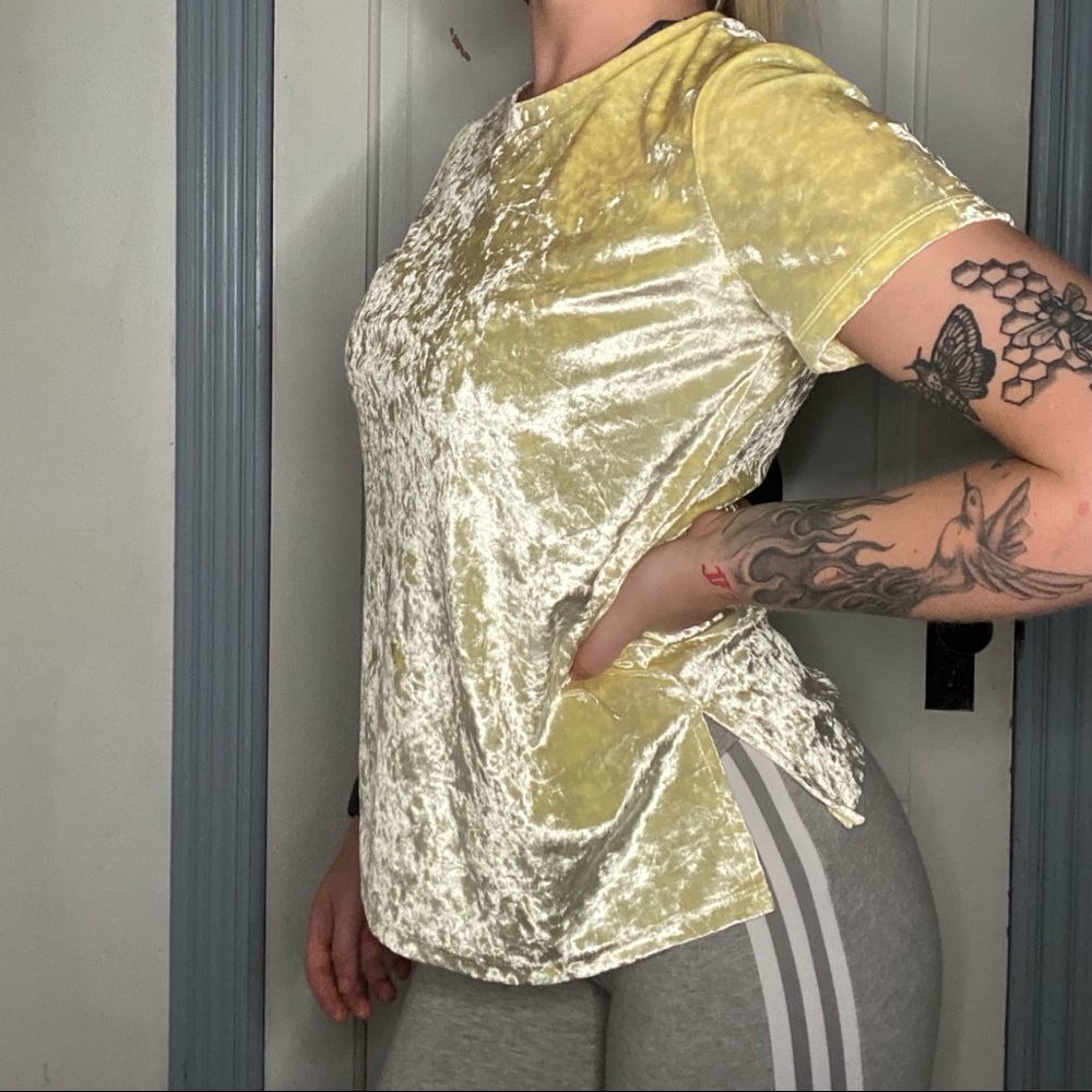 yellow velvet top